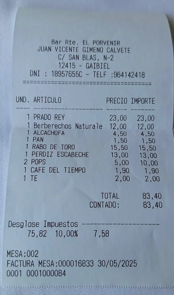 José D. Benedito Hernandez_Restaurante el Porvenir_Arañuel_review