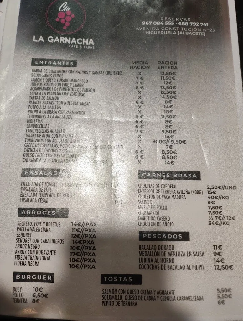 Menu_La Garnacha Café & Tapas_Higueruela_image_1