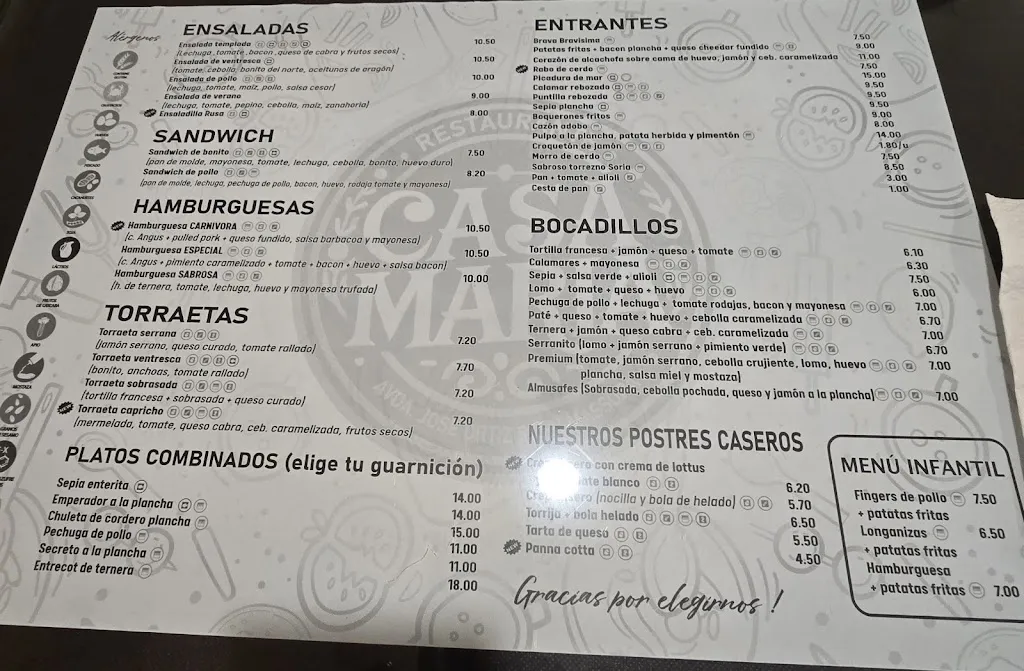 Menu_Restaurante Casa Maria_Almazora/Almassora_immagine_1