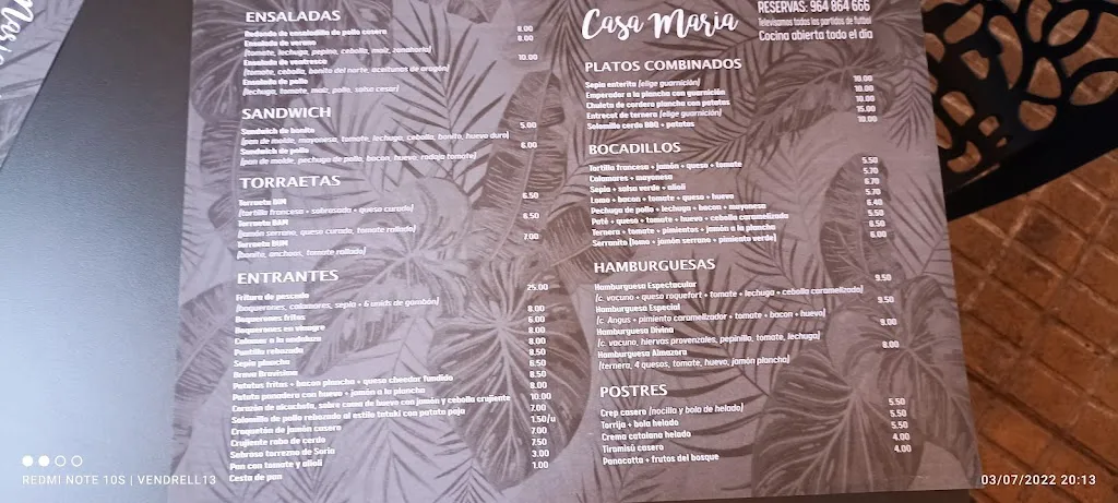 Menu_Restaurante Casa Maria_Almazora/Almassora_immagine_4