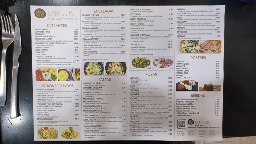 Menu_Pizzería San Luís_Almazora/Almassora_image_1