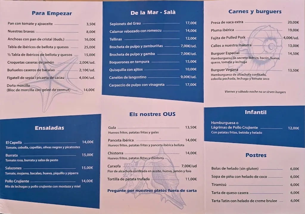 Menu_La Mar Salá - Chiringuito Platja d'Almassora_Almazora/Almassora_image_1