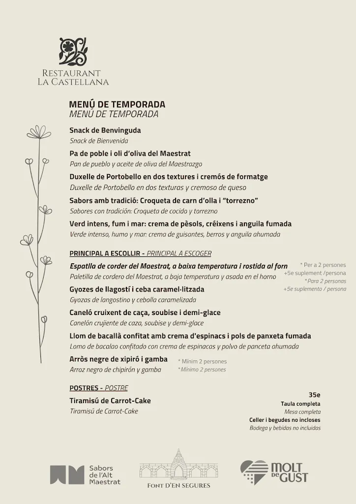 Menu_La Castellana - Restaurant_Benasal_immagine_1