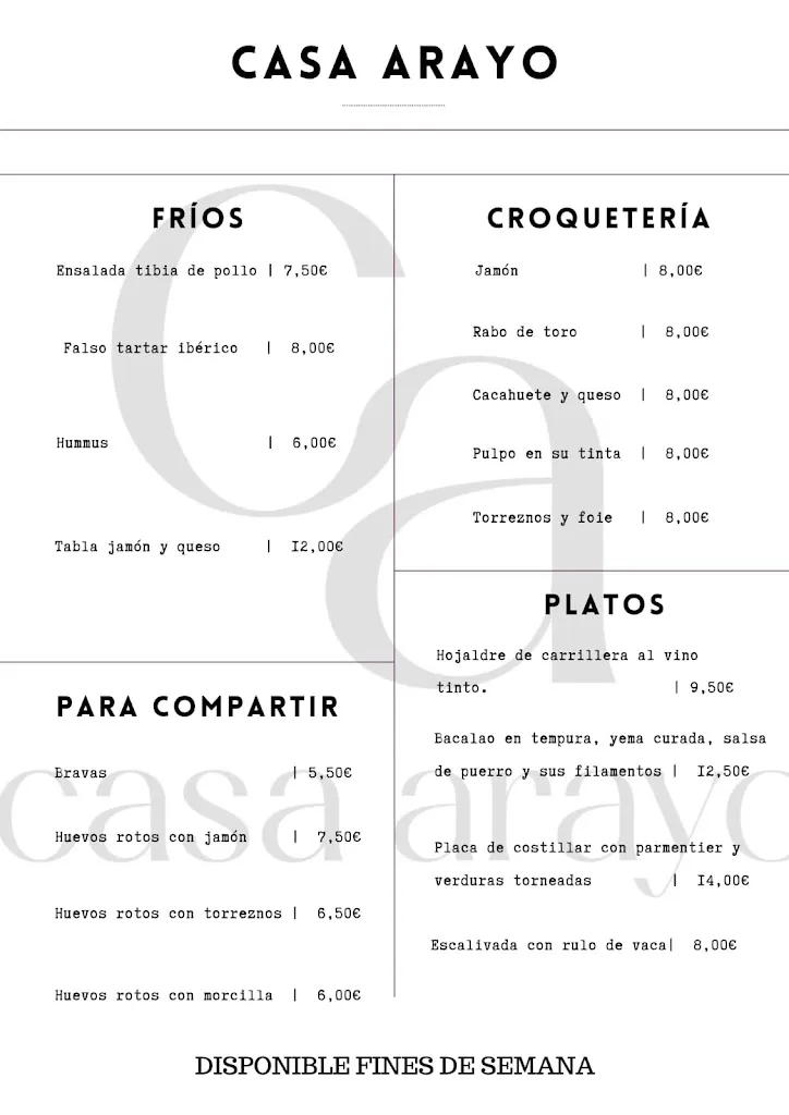 Menu_Bar Restaurante Casa Arayo_Càlig_image_2