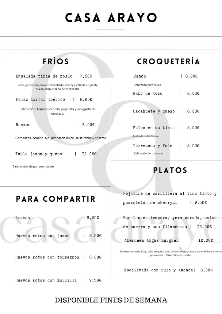 Menu_Bar Restaurante Casa Arayo_Càlig_image_3