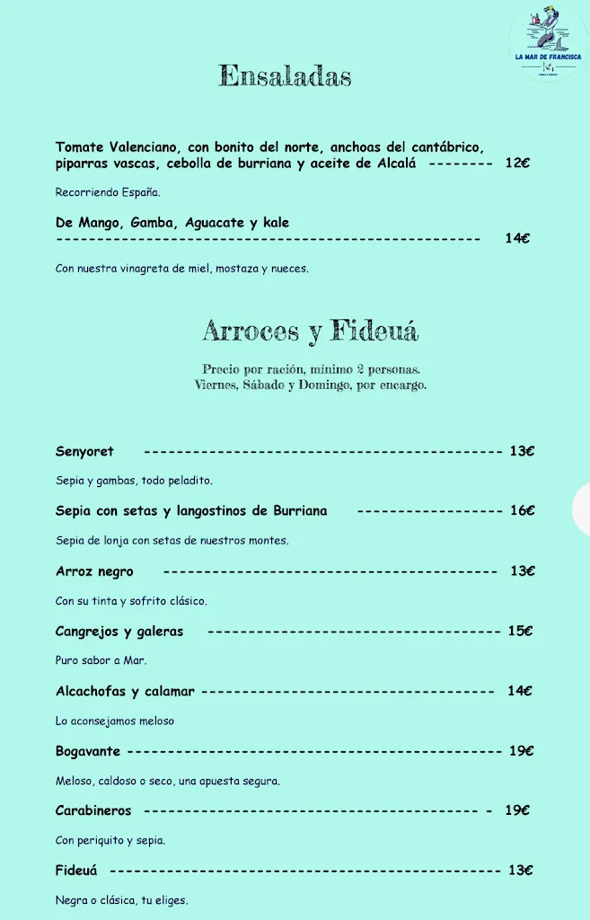 Menu_Restaurante La mar de Francisca_Borriana/Burriana_image_1