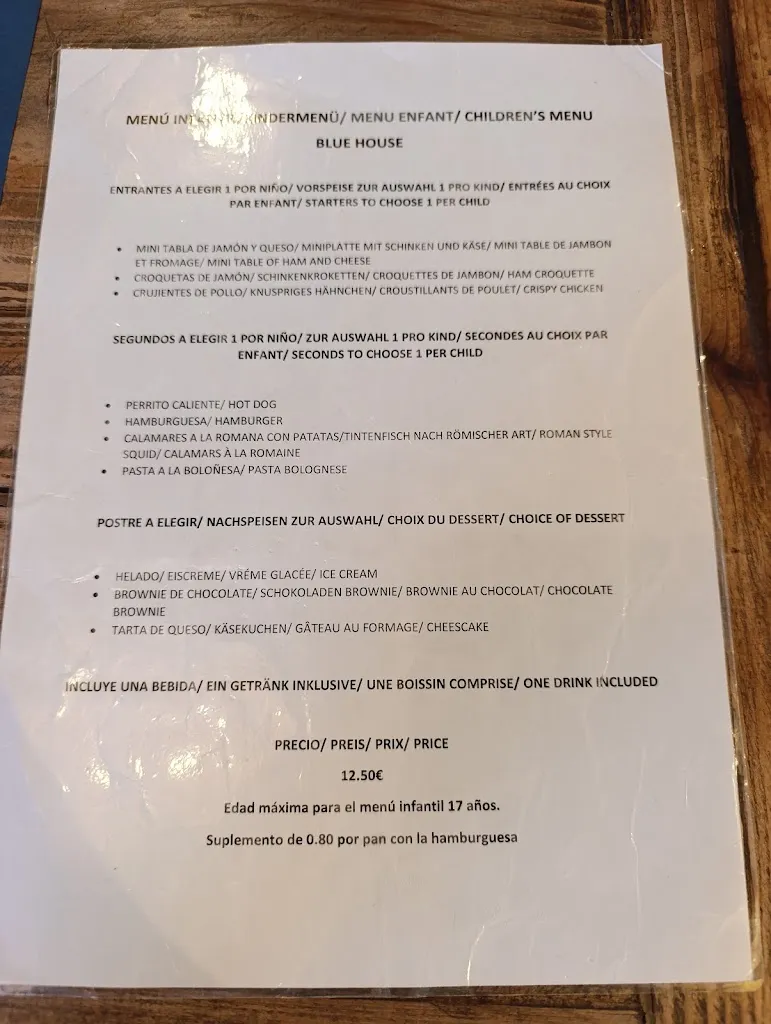 Menu_Blue House Restaurant (solo clientes bravo playa)_Cabanes_immagine_2