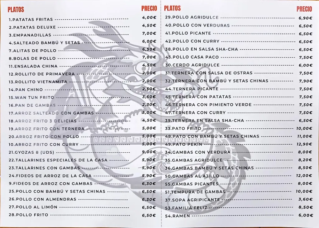 Menu_Bar-Restaurante Chino Casa Paco_Betxí_image_1