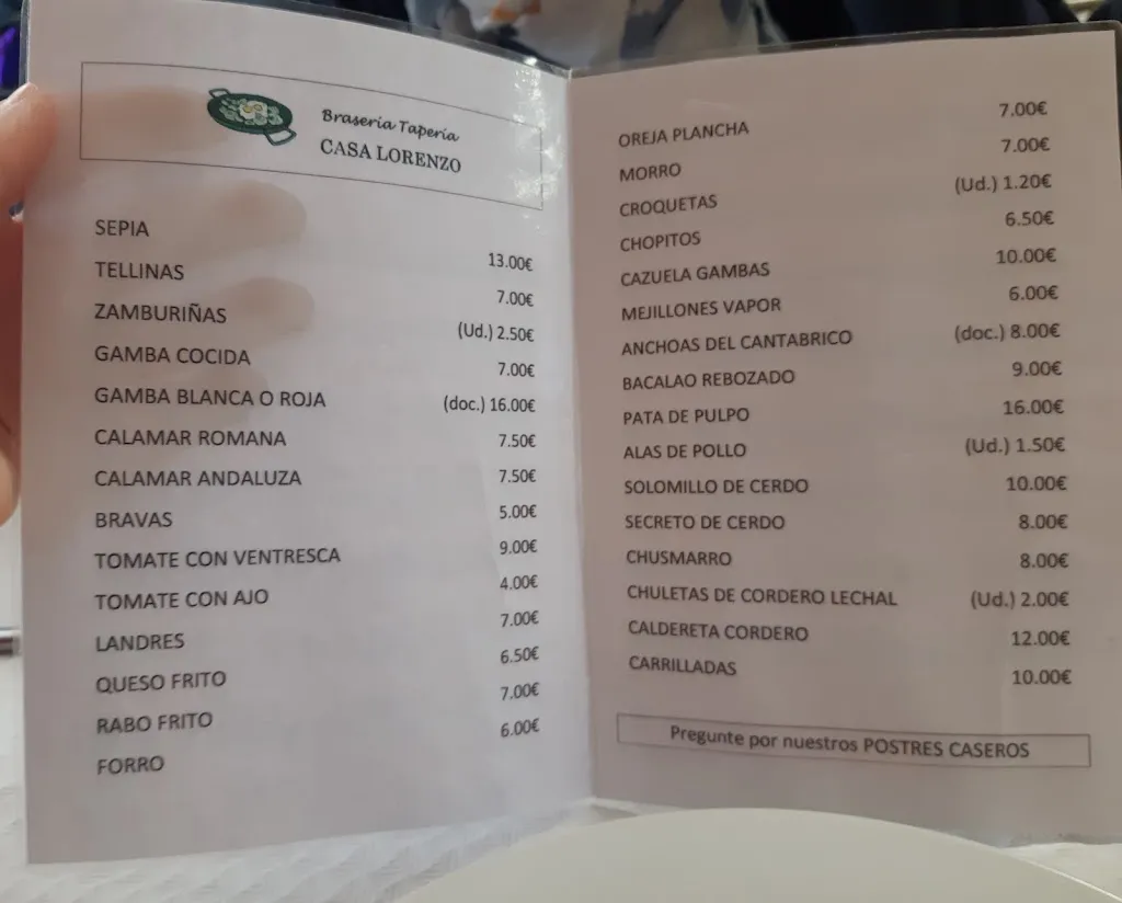 Menu_Brasería Tapería Casa Lorenzo_Lezuza_image_1