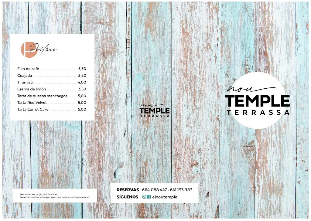 Menu_Nou Temple | Terrassa_Coves de Vinromà les_image_1