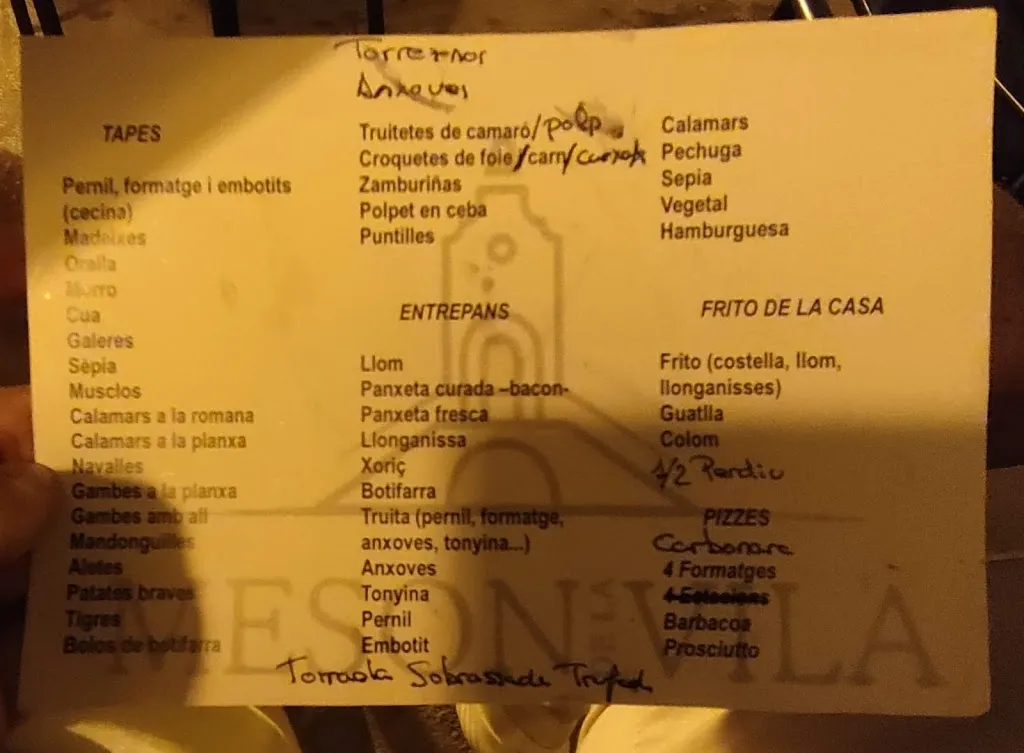 Menu_Mesón De La Vila_Forcall_image_1