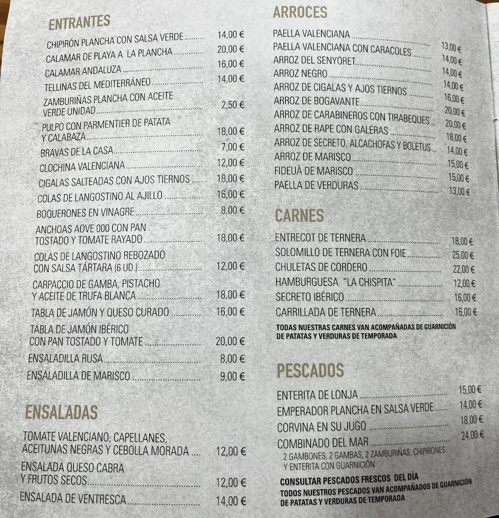 Menu_La Chispita Arroceria_Chilches/Xilxes_image_1
