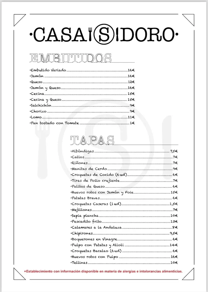 Menu_Bar Restaurant Casa Isidoro_Benicarló_image_1