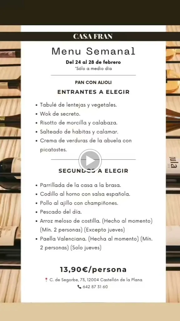Menu_Restaurante Casa Fran_Castellón de la Plana/Castelló de la Plana_image_2
