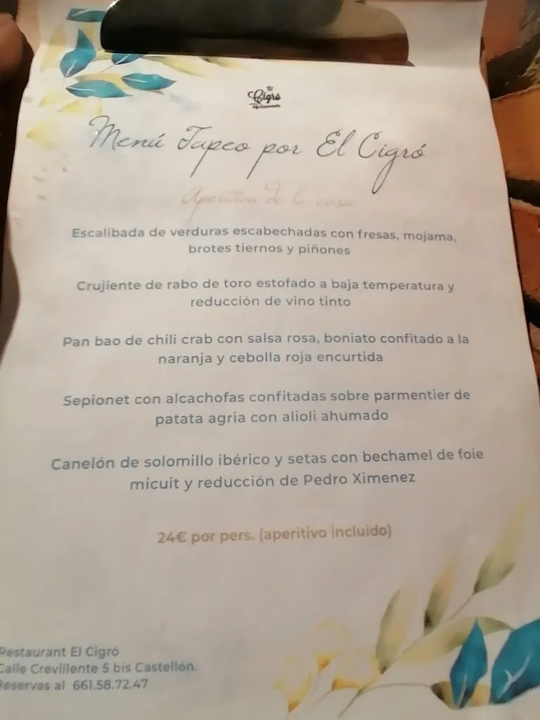 Menu_Restaurante El Cigró_Castellón de la Plana/Castelló de la Plana_image_3