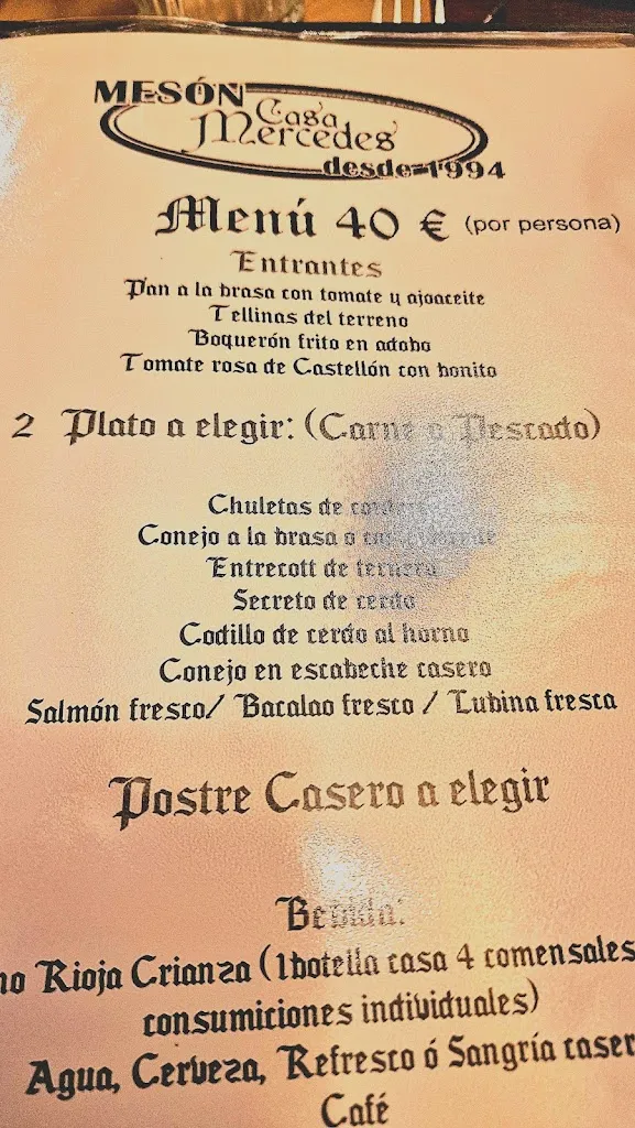 Menu_Restaurant Casa Mercedes_Castellón de la Plana/Castelló de la Plana_image_3
