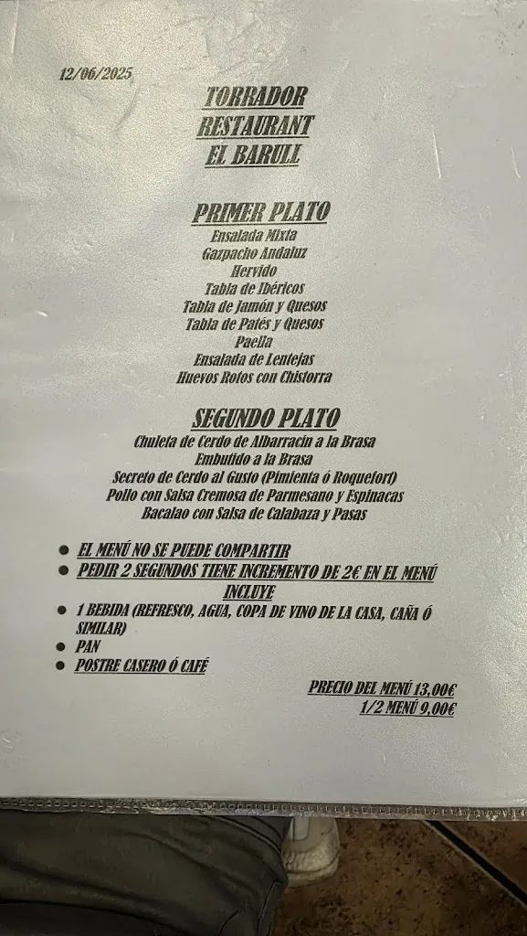 Menu_El Barull restaurant_Castellón de la Plana/Castelló de la Plana_immagine_1