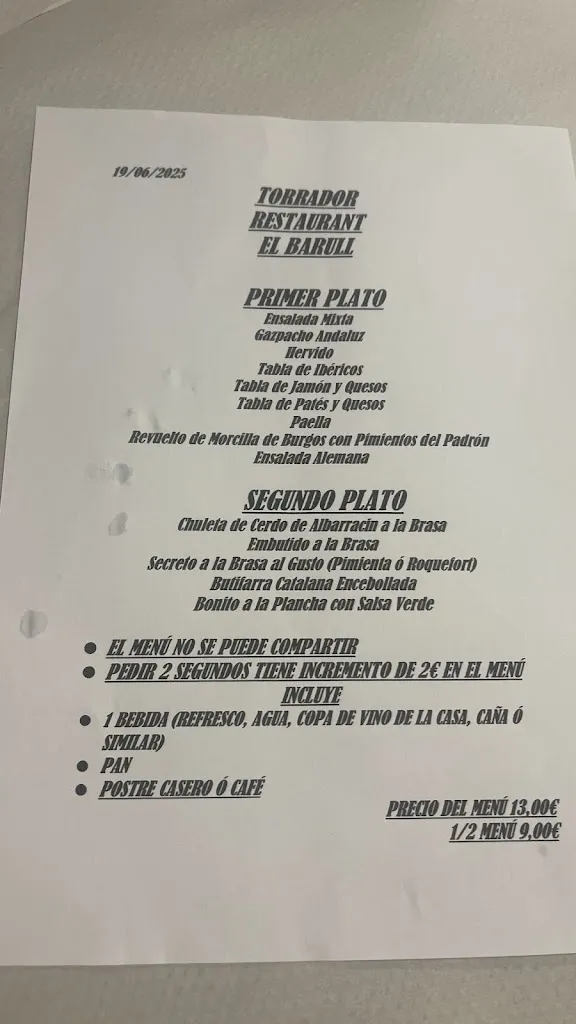 Menu_El Barull restaurant_Castellón de la Plana/Castelló de la Plana_immagine_3