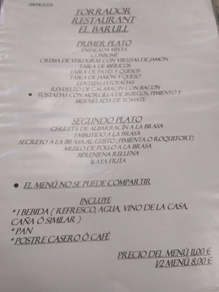 Menu_El Barull restaurant_Castellón de la Plana/Castelló de la Plana_immagine_4