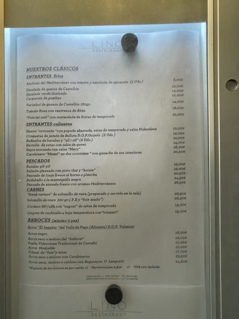 Menu_Restaurante Lino Gastronomic_Castellón de la Plana/Castelló de la Plana_image_3
