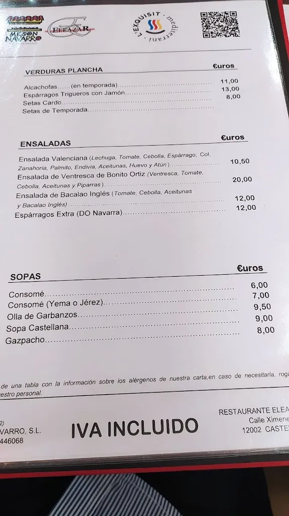 Menu_Restaurante Eleazar - Grupo Meson Navarro_Castellón de la Plana/Castelló de la Plana_image_2