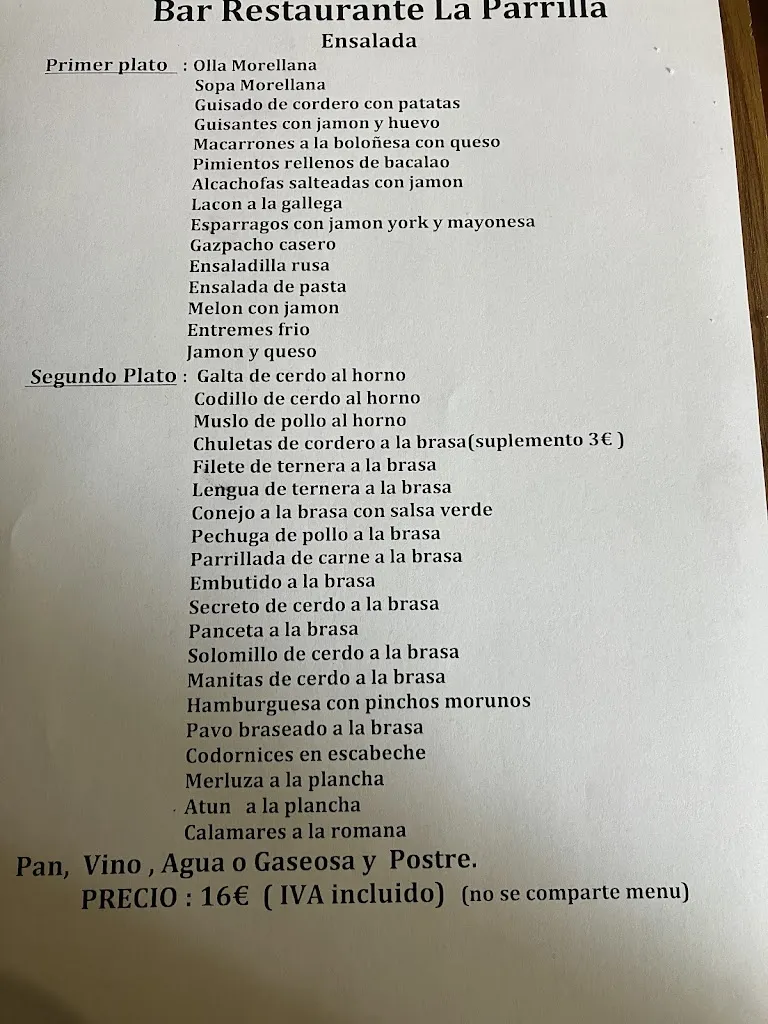 Menu_La Parrilla El Rincón_Morella_image_1