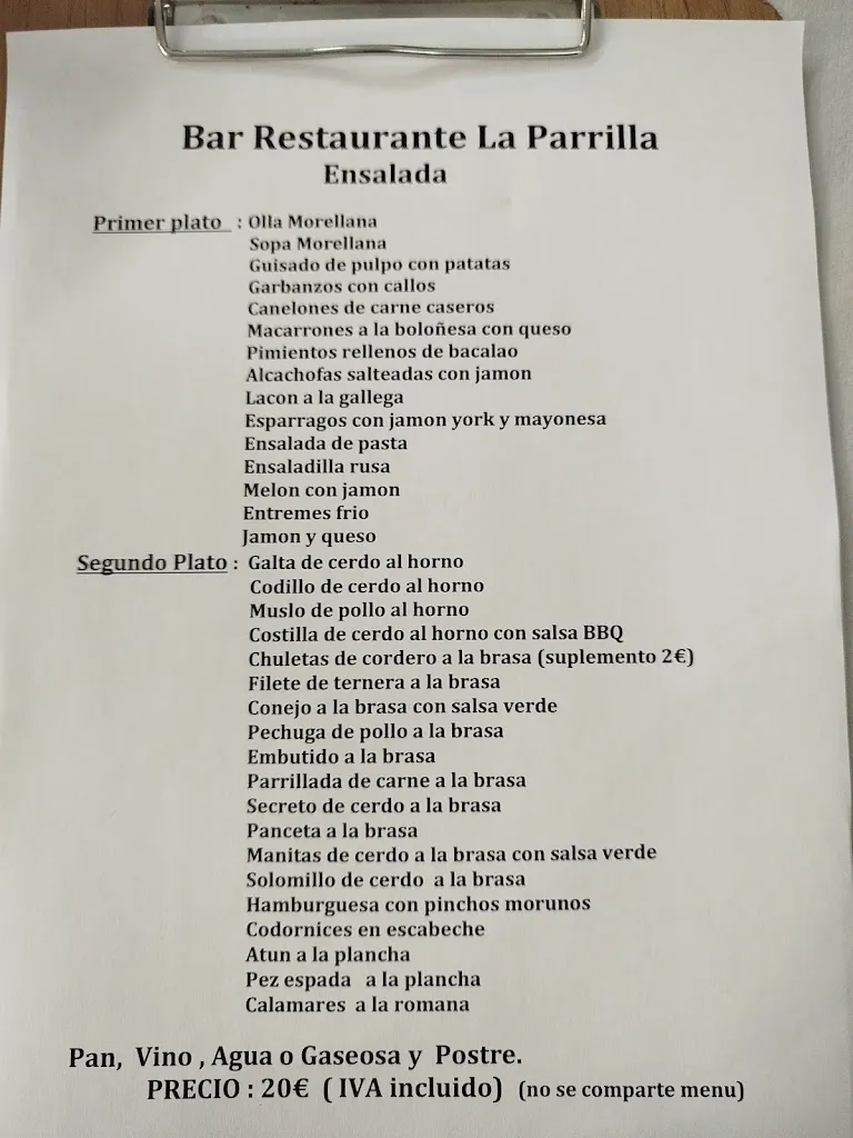 Menu_La Parrilla El Rincón_Morella_image_3