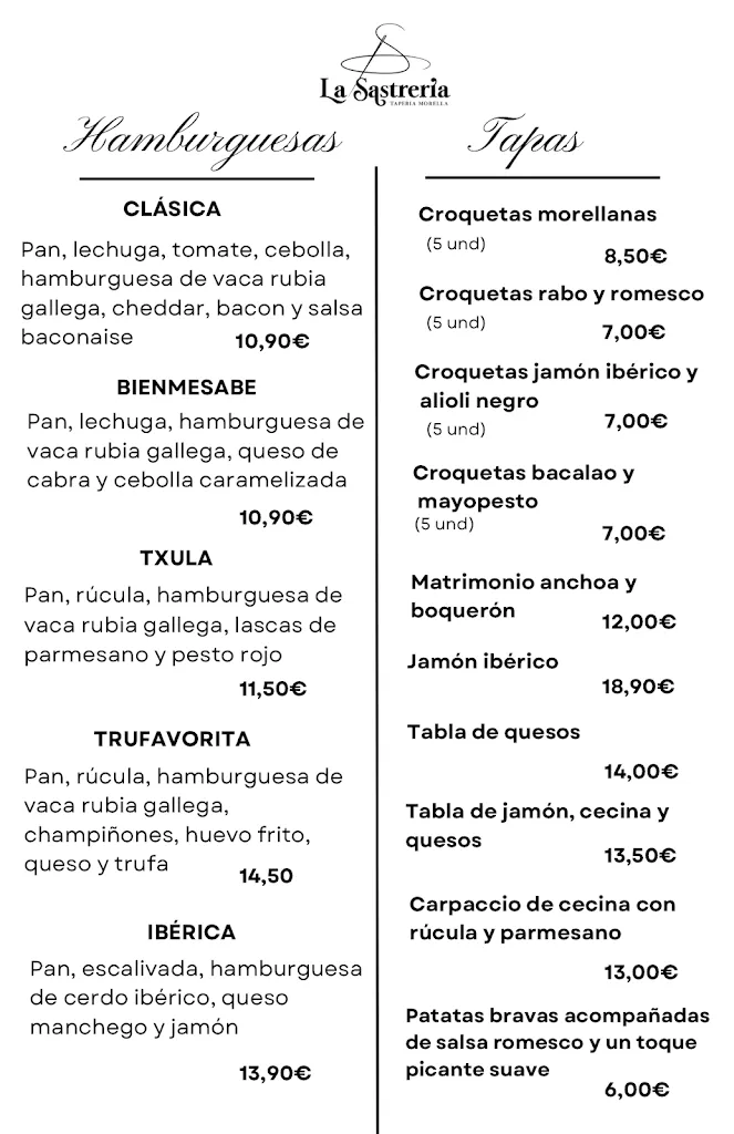 Menu_Gastro Bar Sastrería_Morella_image_1