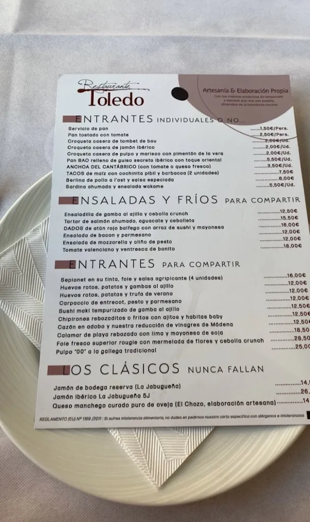 Menu_Restaurante Toledo / En Onda, Castellón_Onda_image_4