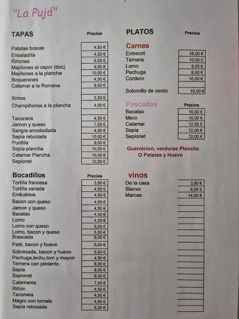 Menu_BAR La Pujá_Nules_image_1