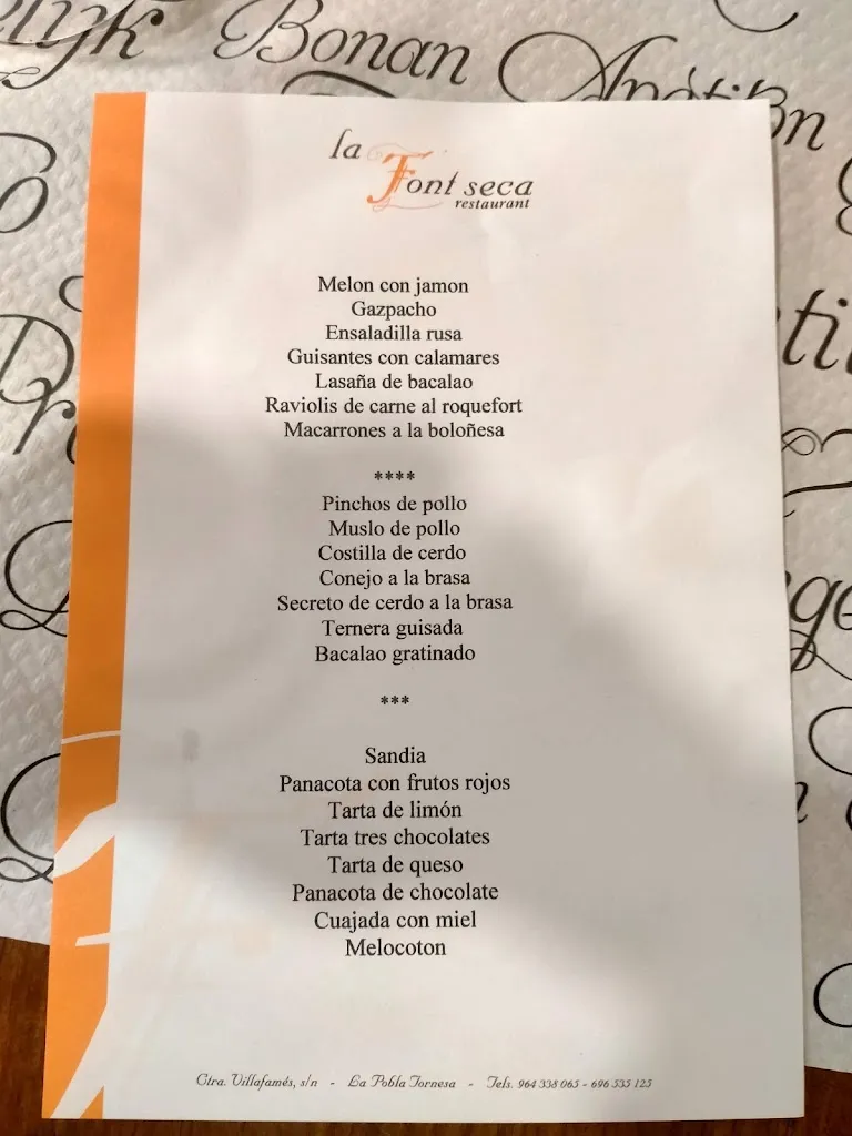 Menu_Restaurante la Fontseca_Pobla Tornesa la_image_2