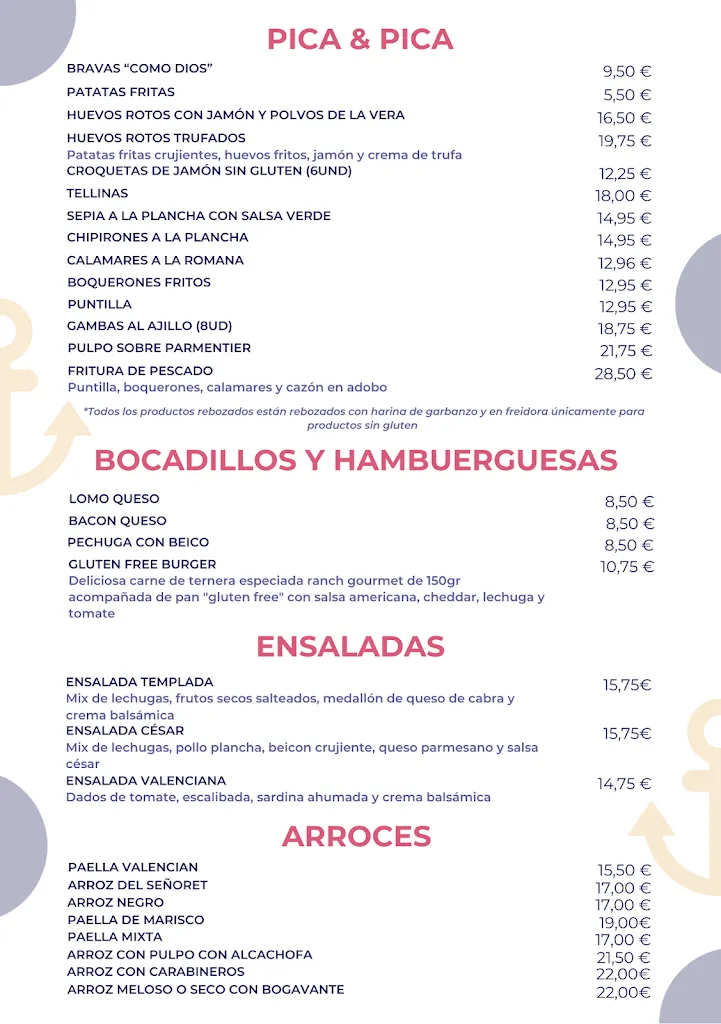 Menu_Restaurante Porto Bello_Oropesa del Mar/Orpesa_immagine_2
