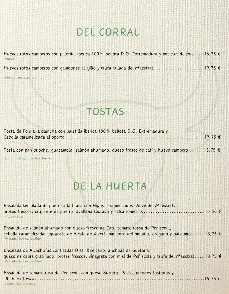 Menu_Camino De Santiago Restaurante Sin Gluten_Peníscola/Peñíscola_immagine_1