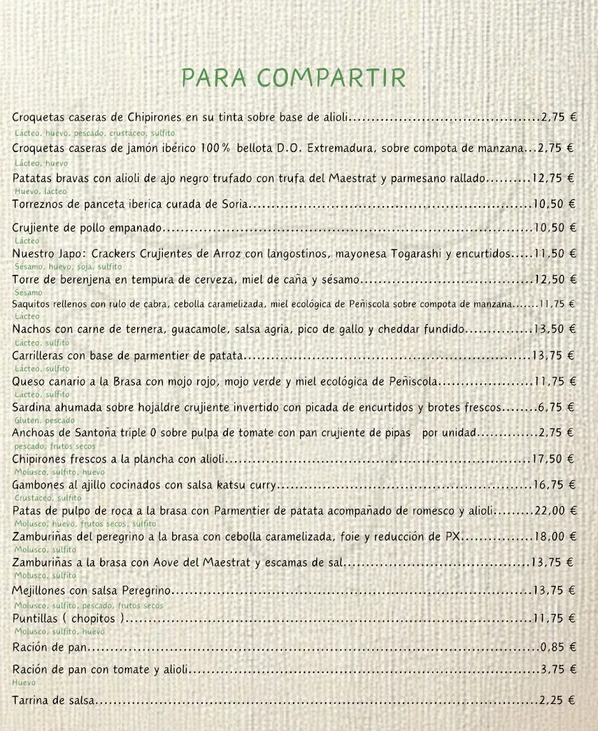 Menu_Camino De Santiago Restaurante Sin Gluten_Peníscola/Peñíscola_immagine_3