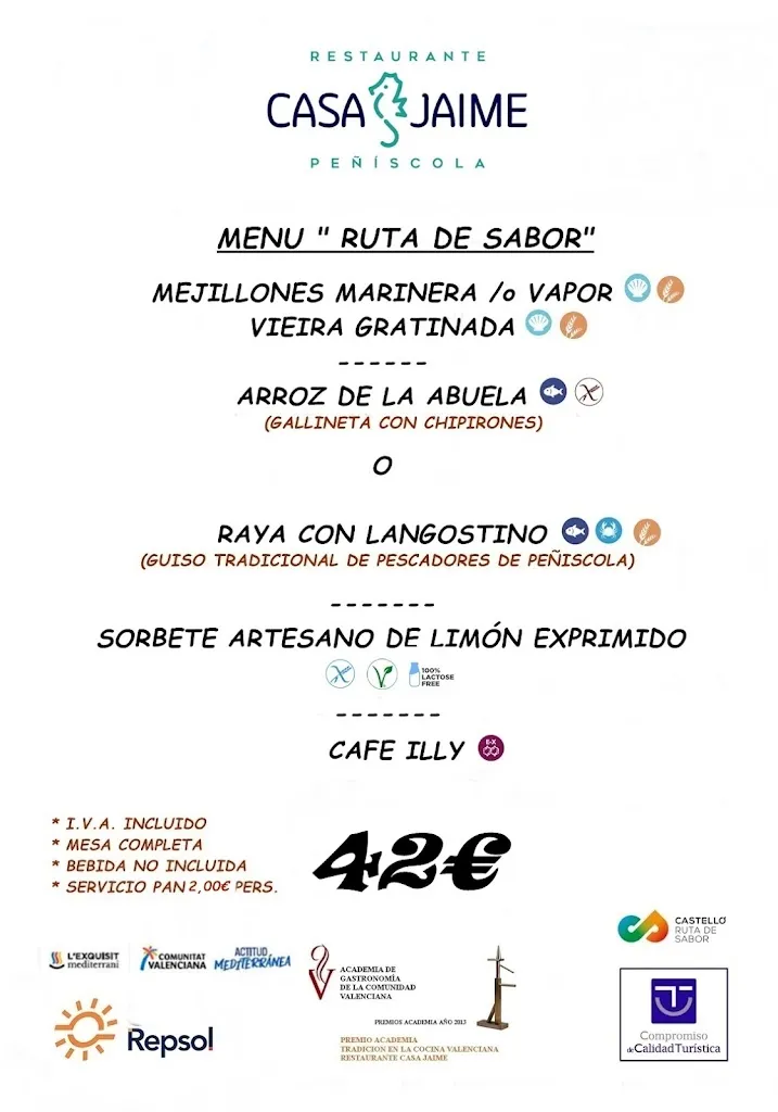 Menu_Restaurant Casa Jaume_Peníscola/Peñíscola_image_1