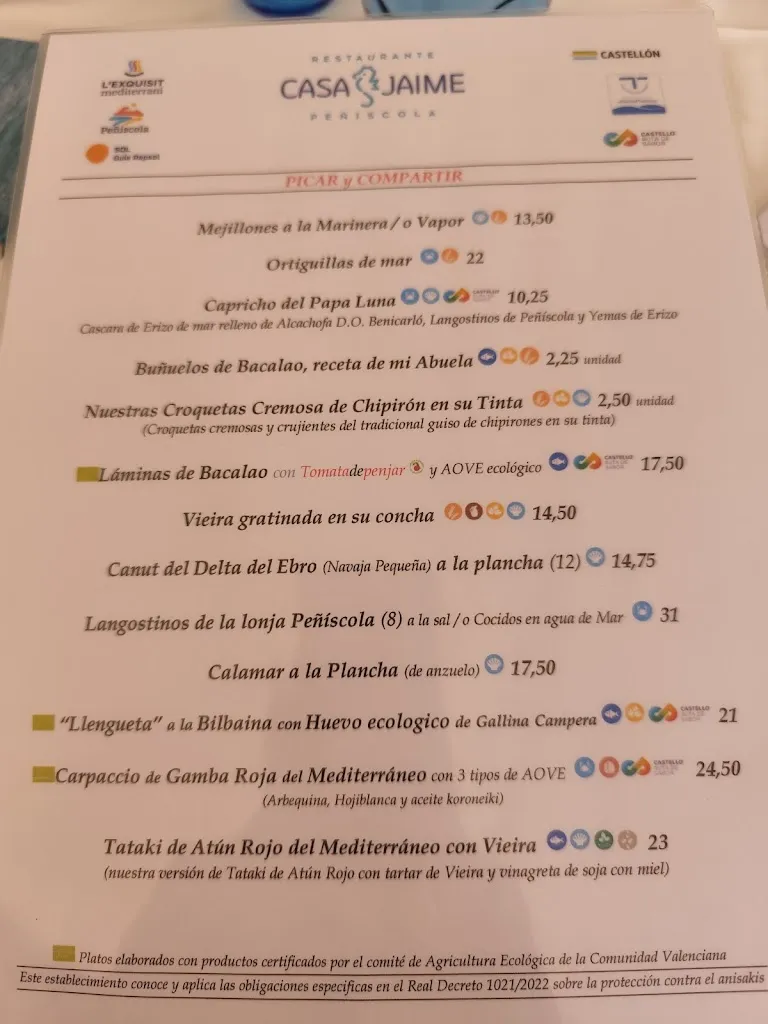 Menu_Restaurant Casa Jaume_Peníscola/Peñíscola_image_3