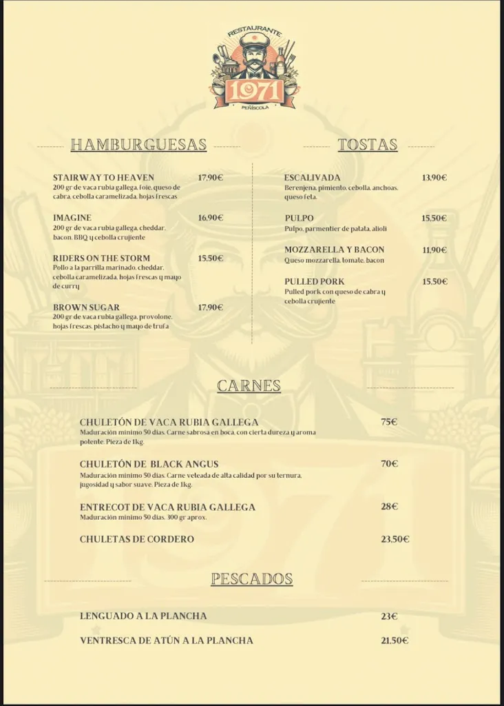 Menu_Restaurante 1971 Peñíscola_Peníscola/Peñíscola_image_2