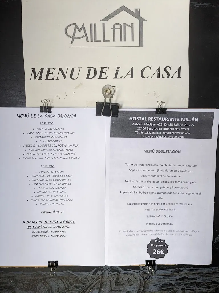 Menu_HOSTAL RESTAURANTE MILLÁN_Sot de Ferrer_image_4