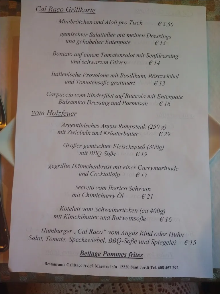 Menu_Cal Racó Restaurant/Bodega_Sant Jordi/San Jorge_image_1