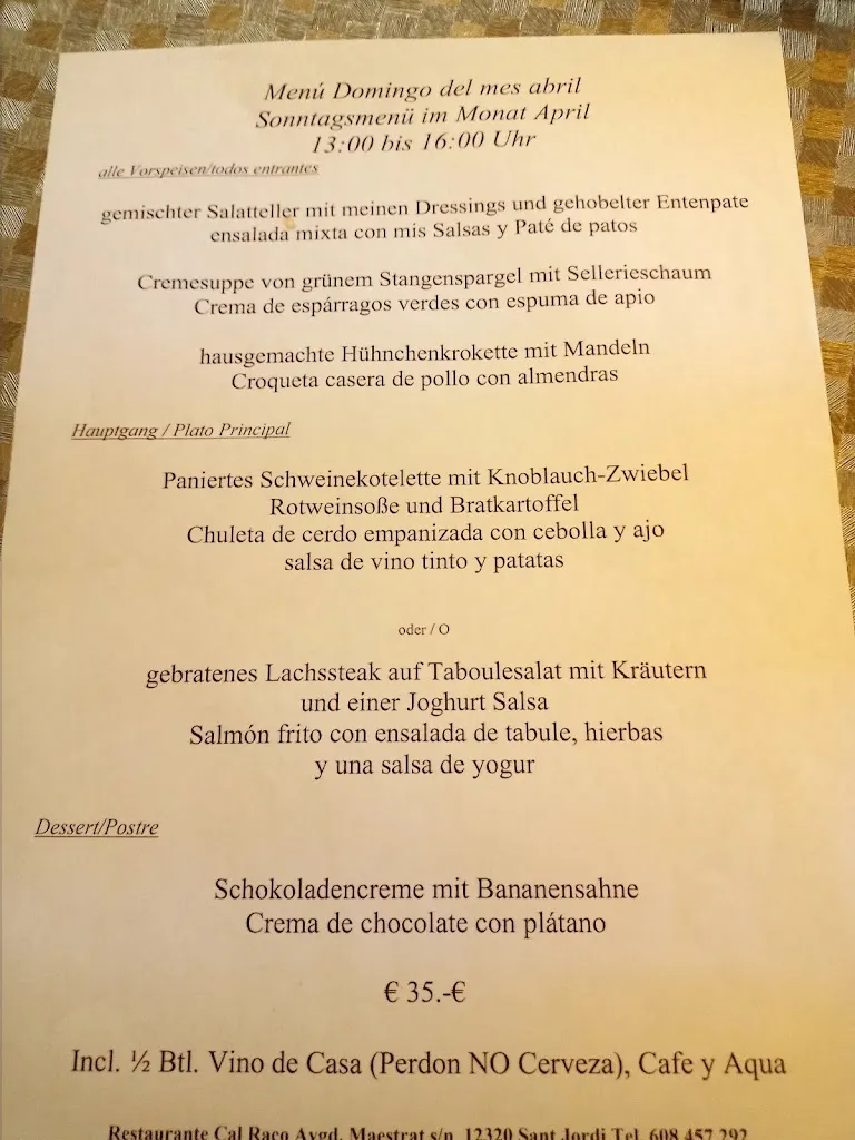 Menu_Cal Racó Restaurant/Bodega_Sant Jordi/San Jorge_image_3