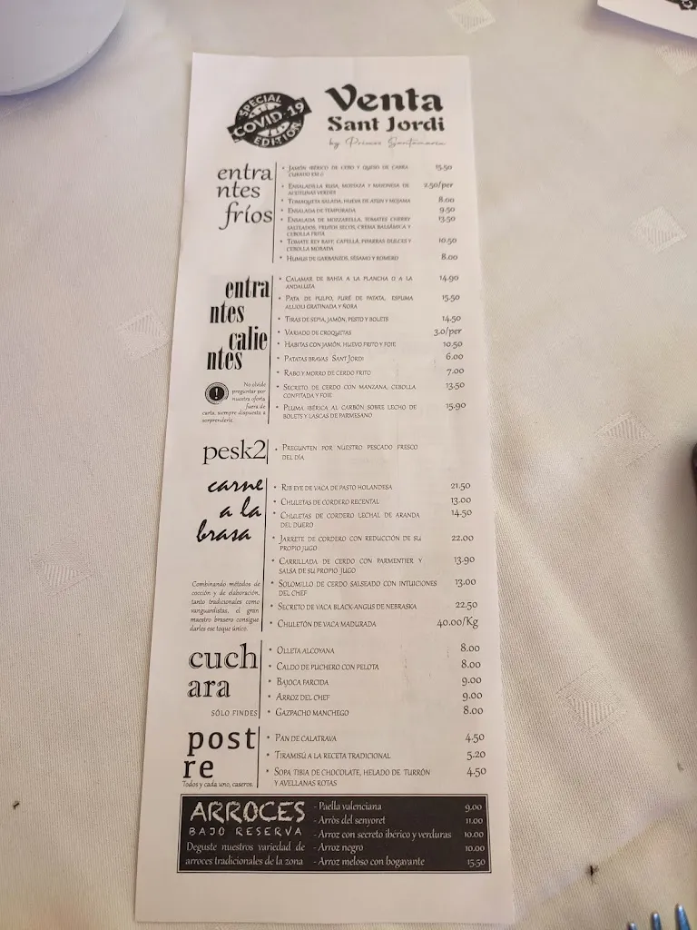 Menu_Hotel Rural-Restaurante Venta Sant Jordi_Sant Jordi/San Jorge_image_1