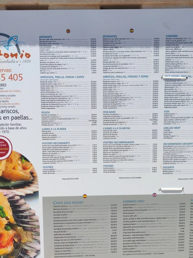 Menu_Restaurante Antonio_Sant Jordi/San Jorge_image_1