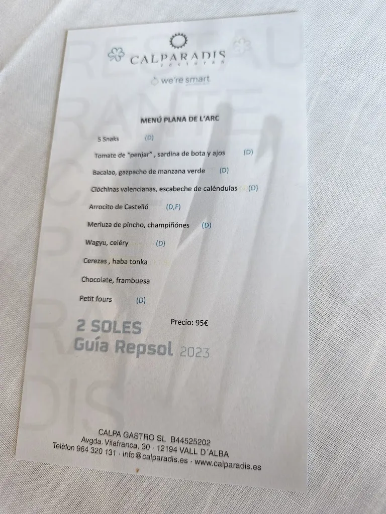 Menü_Restaurante Cal Paradís_Vall dAlba_Bild_1