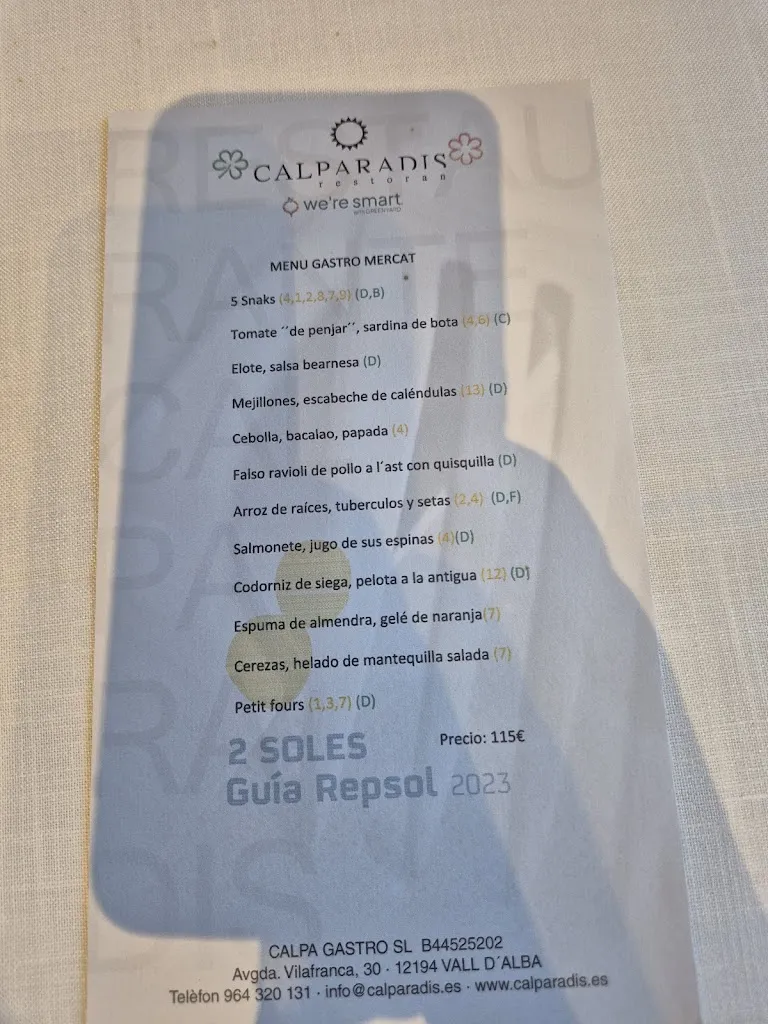 Menü_Restaurante Cal Paradís_Vall dAlba_Bild_2