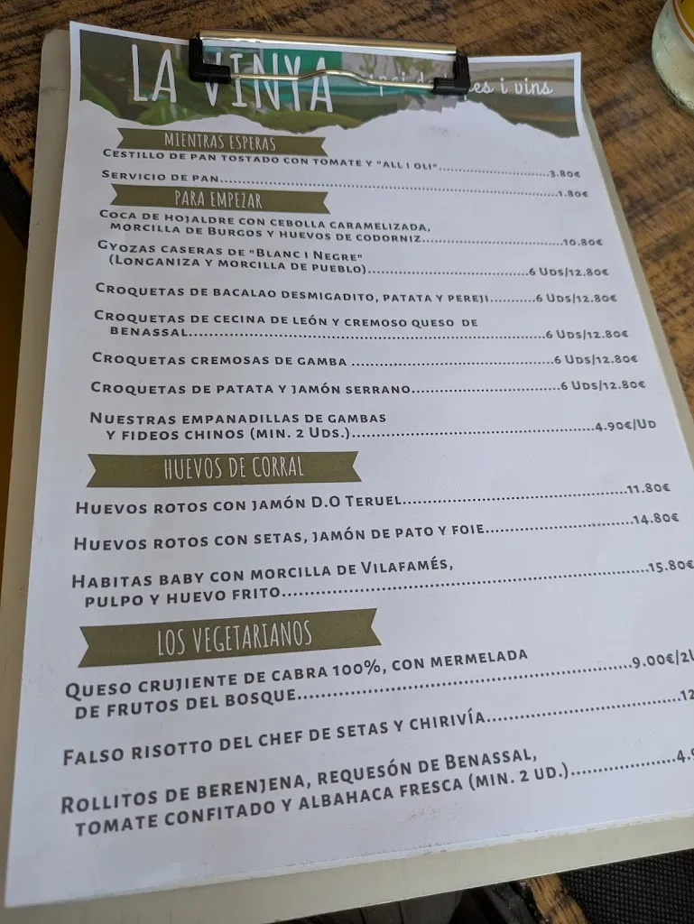 Menu_La Vinya,Tapes i Vins._Vilafamés_image_4