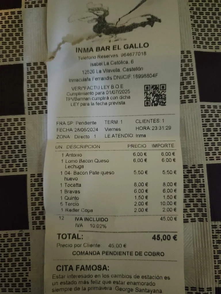 Yasmina Animsay_Bar Gallo_Vilavella la_review