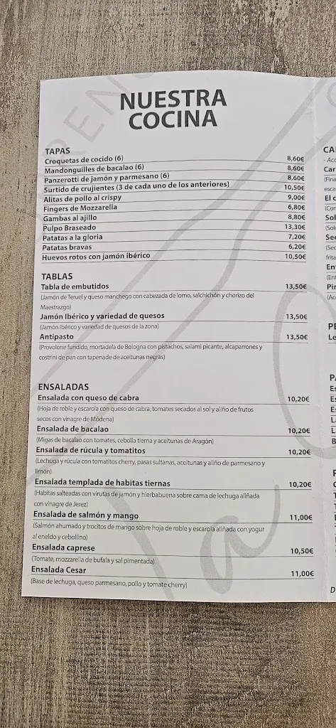 Menu_La Gloria Pizzeria Restaurante_Torreblanca_image_4