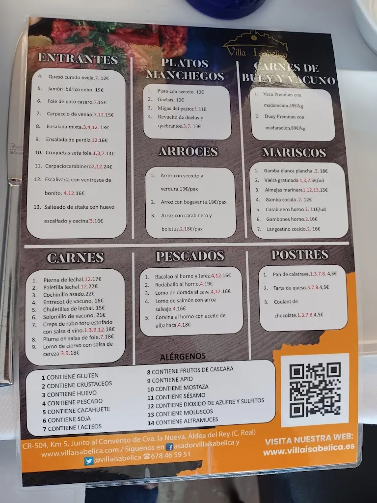 Menu_Restaurante Salon Aldea del Rey Villa Isabelica_Aldea del Rey_image_2