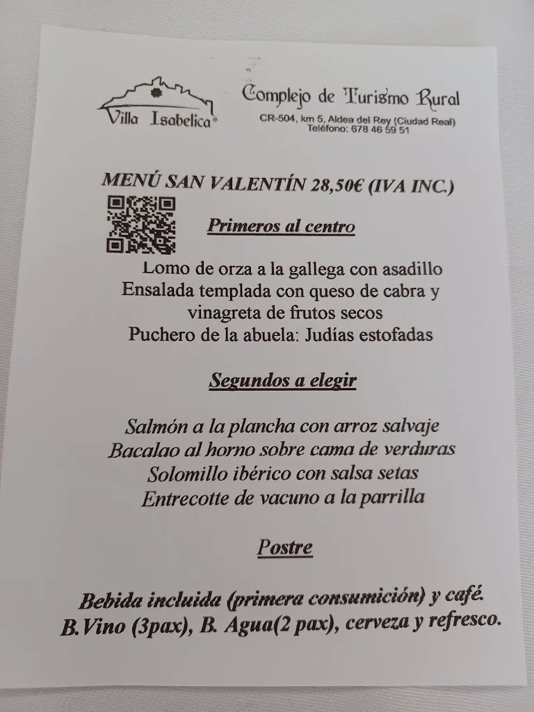 Menu_Restaurante Salon Aldea del Rey Villa Isabelica_Aldea del Rey_image_3