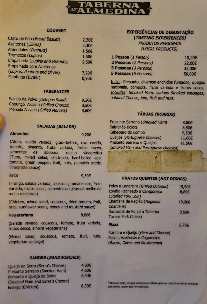 Menu_Taberna D'Almedina_Almedina_immagine_1